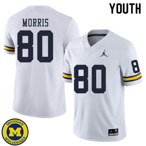 Youth Michigan Wolverines #80 Mike Morris White Football Jersey